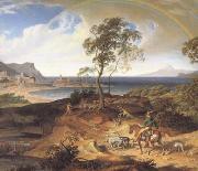 Joseph Anton Koch Stormy Landscape with Returning Rider (mk10) Germany oil painting artist
